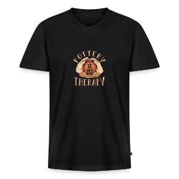 Töpfern Töpfer Keramik - Männer Premium Bio T-Shirt mit V-Ausschnitt - Schwarz - Vorne - Nico (187cm)