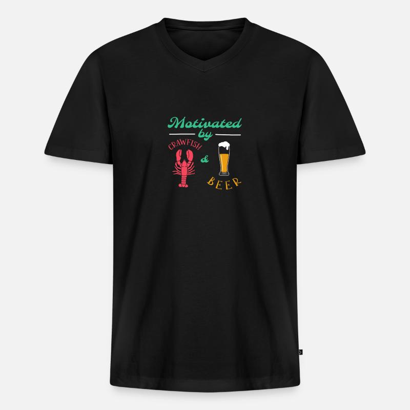 Langusten Languste - Männer Premium Bio T-Shirt mit V-Ausschnitt - Schwarz