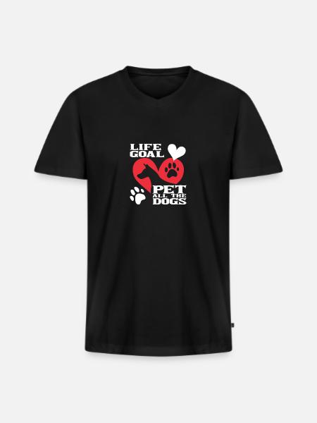 Tierschutz Hund Adoptiert - Männer Premium Bio T-Shirt mit V-Ausschnitt - Schwarz