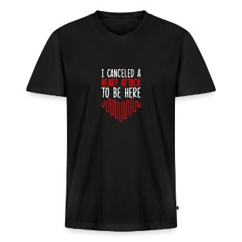 Herzinfarkt Überlebender - Männer Premium Bio T-Shirt mit V-Ausschnitt - Schwarz - Vorne - Nico (187cm)