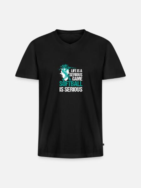 Softball - T-shirt encolure en V Premium bio Homme - noir