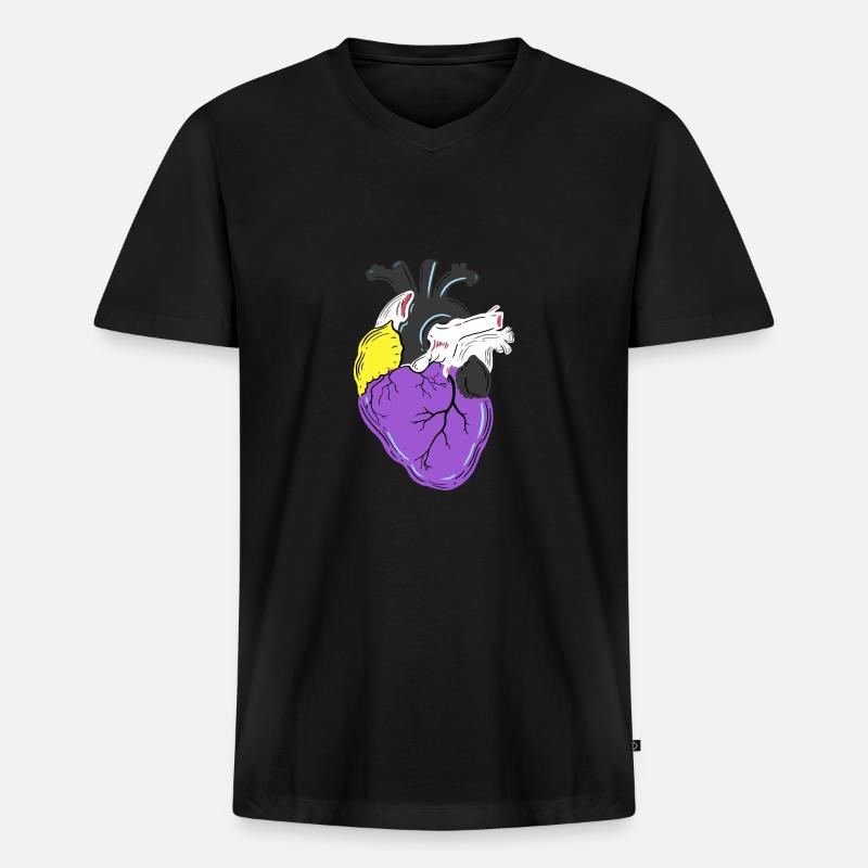 Nonbinary Pride Herz Nonbinary Pride - Männer Premium Bio T-Shirt mit V-Ausschnitt - Schwarz