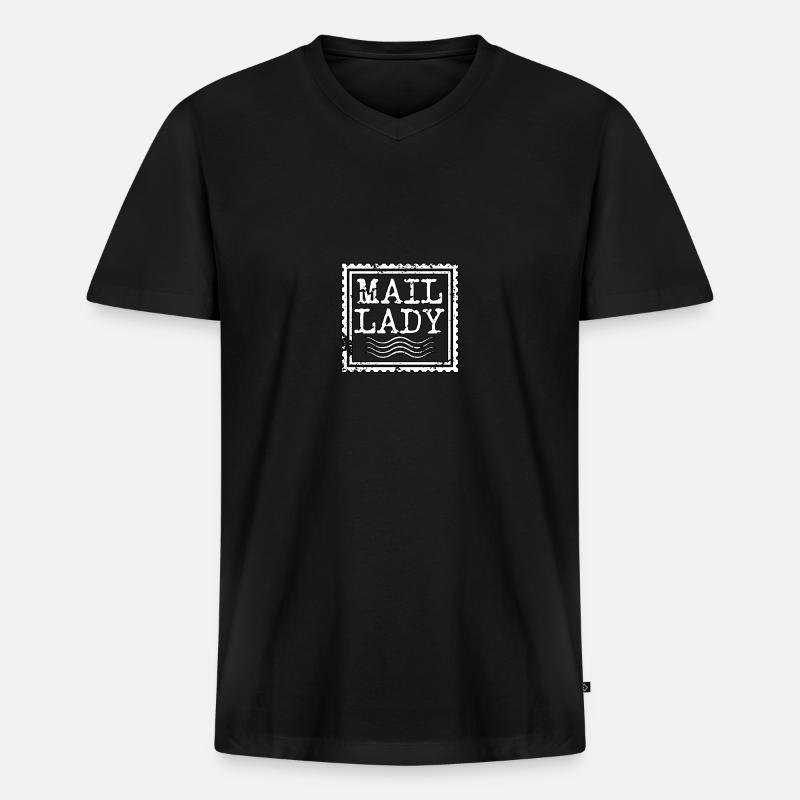 Mail Lady Postangestellte Zustelldienst Post - Männer Premium Bio T-Shirt mit V-Ausschnitt - Schwarz