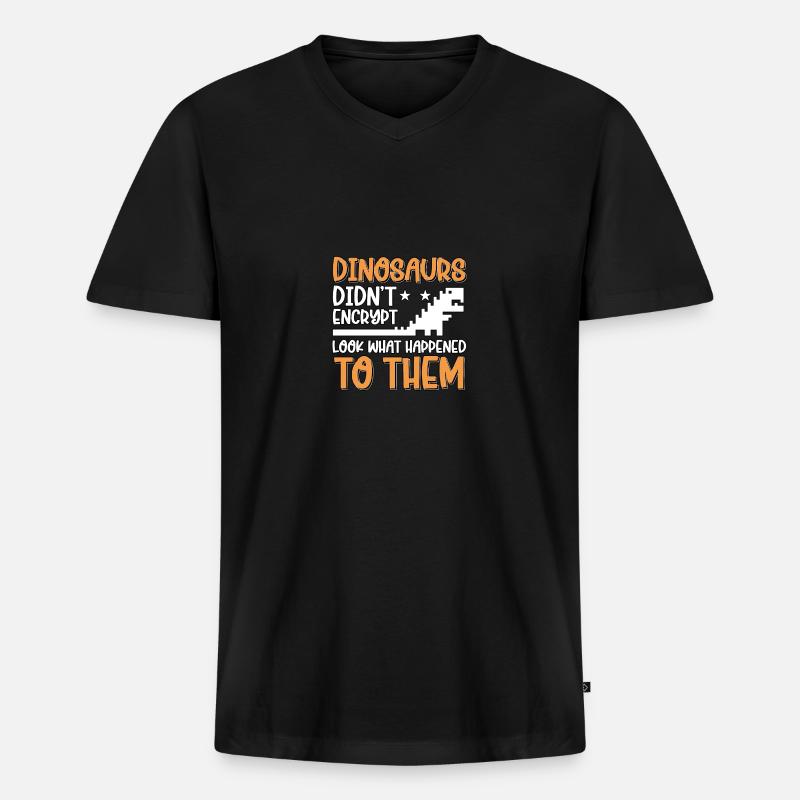 Dinosaurs Didn't Encrypt Cyber Security - Männer Premium Bio T-Shirt mit V-Ausschnitt - Schwarz