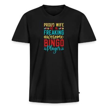 Bingo Spel Trotse Vrouw Van Een Speler Bingo - Mannen Premium Bio T-shirt met V-hals - zwart - Voor - Nico (187cm)