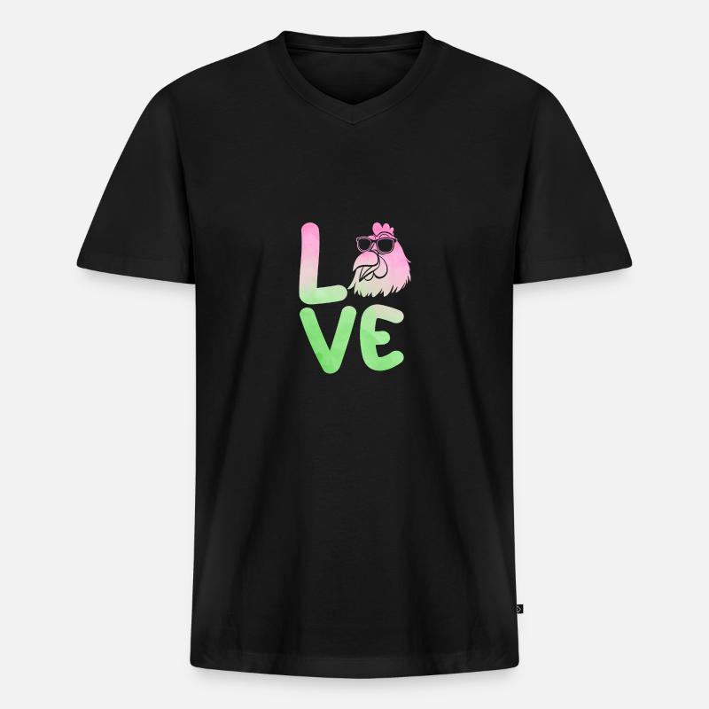 Hühner Henne - Männer Premium Bio T-Shirt mit V-Ausschnitt - Schwarz
