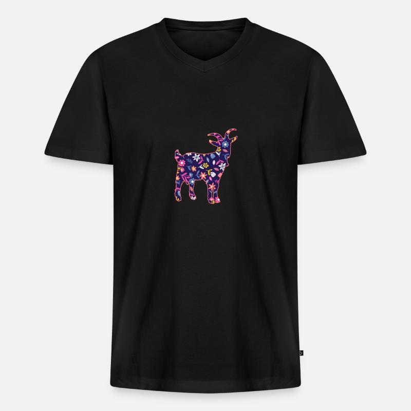 Ziegen - Männer Premium Bio T-Shirt mit V-Ausschnitt - Schwarz