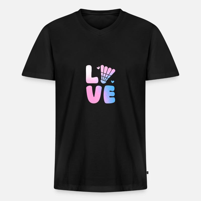 Federball Badminton - Männer Premium Bio T-Shirt mit V-Ausschnitt - Schwarz