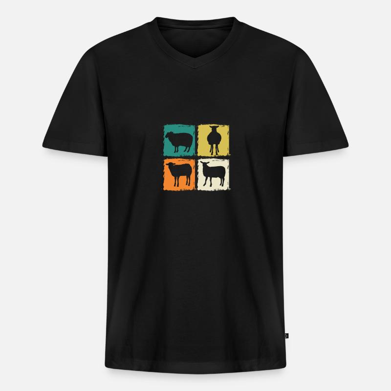 Schäfer Schaf - Männer Premium Bio T-Shirt mit V-Ausschnitt - Schwarz