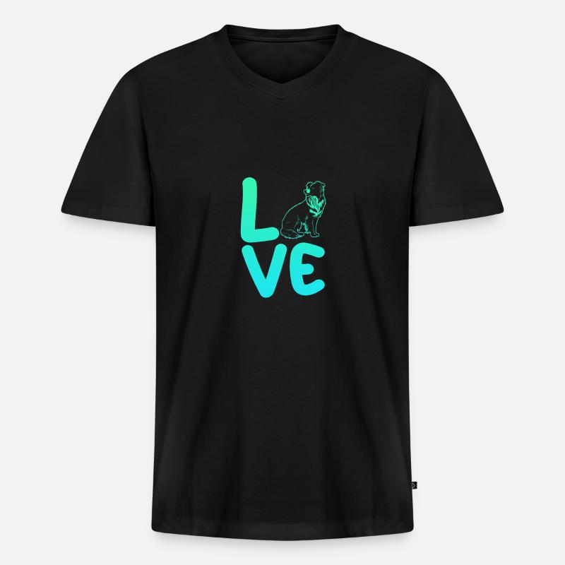 Border Collie - Männer Premium Bio T-Shirt mit V-Ausschnitt - Schwarz