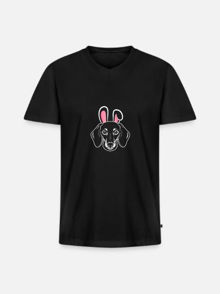 Chien lapin teckel - T-shirt encolure en V Premium bio Homme - noir