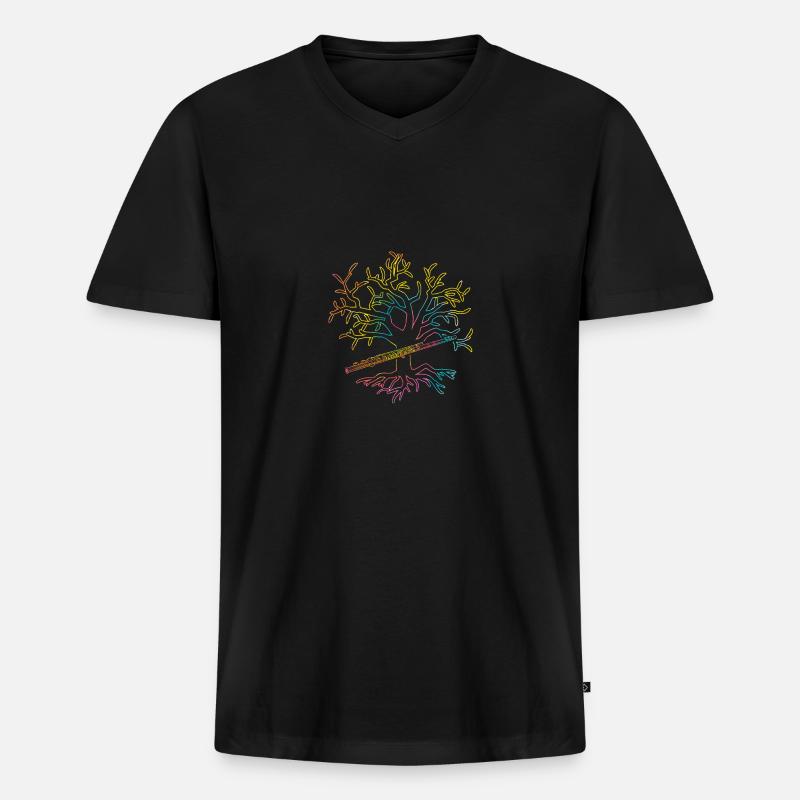 Flötist Querflöte - Männer Premium Bio T-Shirt mit V-Ausschnitt - Schwarz