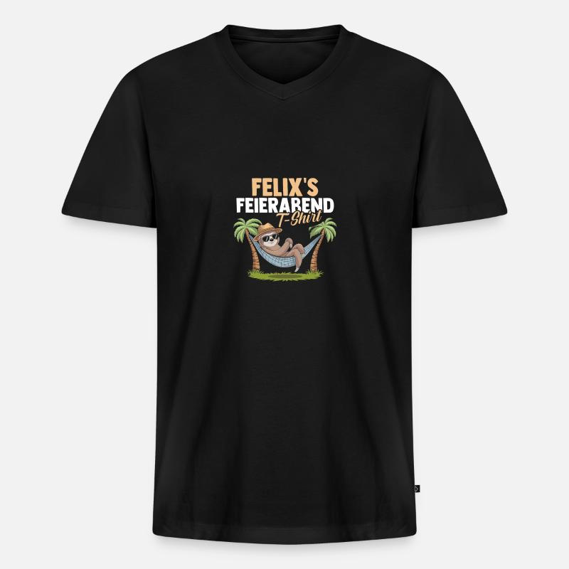Faultier Felix - Männer Premium Bio T-Shirt mit V-Ausschnitt - Schwarz