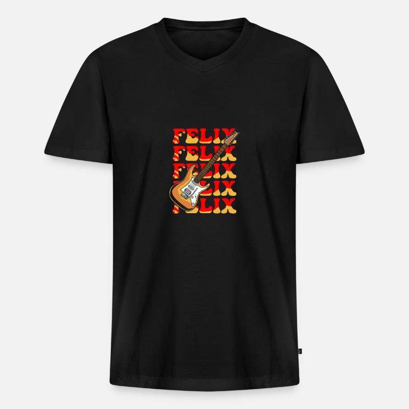 Felix - Männer Premium Bio T-Shirt mit V-Ausschnitt - Schwarz