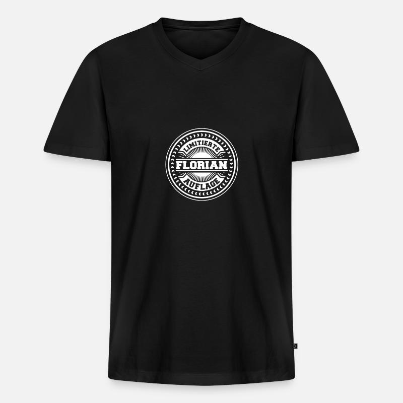 Florian - Männer Premium Bio T-Shirt mit V-Ausschnitt - Schwarz