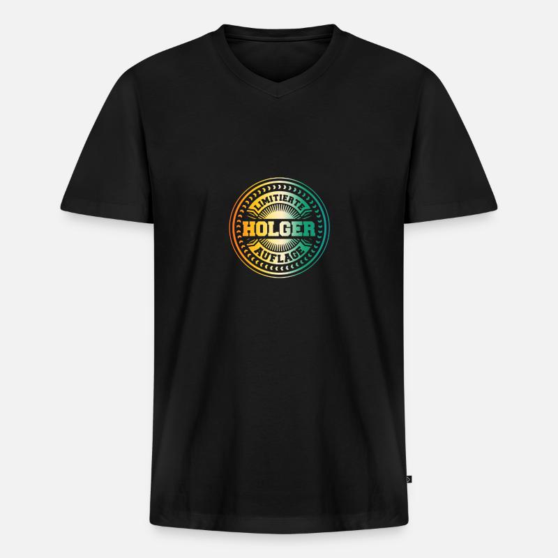Holger - Männer Premium Bio T-Shirt mit V-Ausschnitt - Schwarz