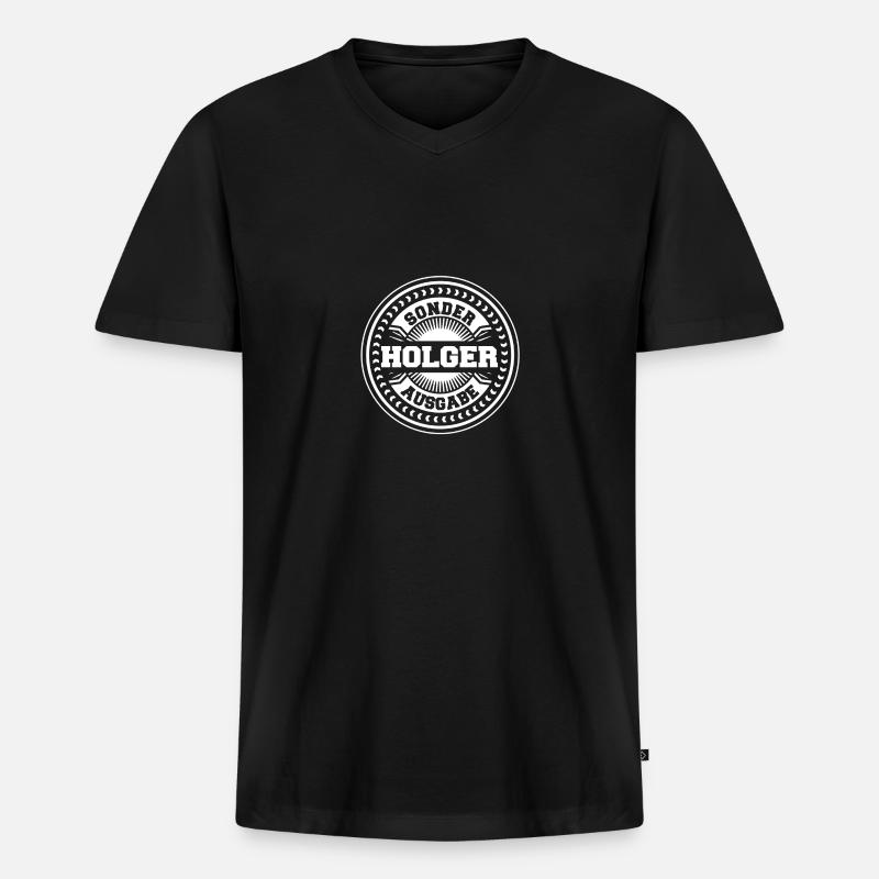 Holger - Männer Premium Bio T-Shirt mit V-Ausschnitt - Schwarz