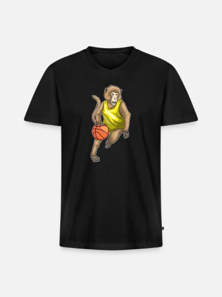 Singe Basketteur Basketteur - T-shirt encolure en V Premium bio Homme - noir