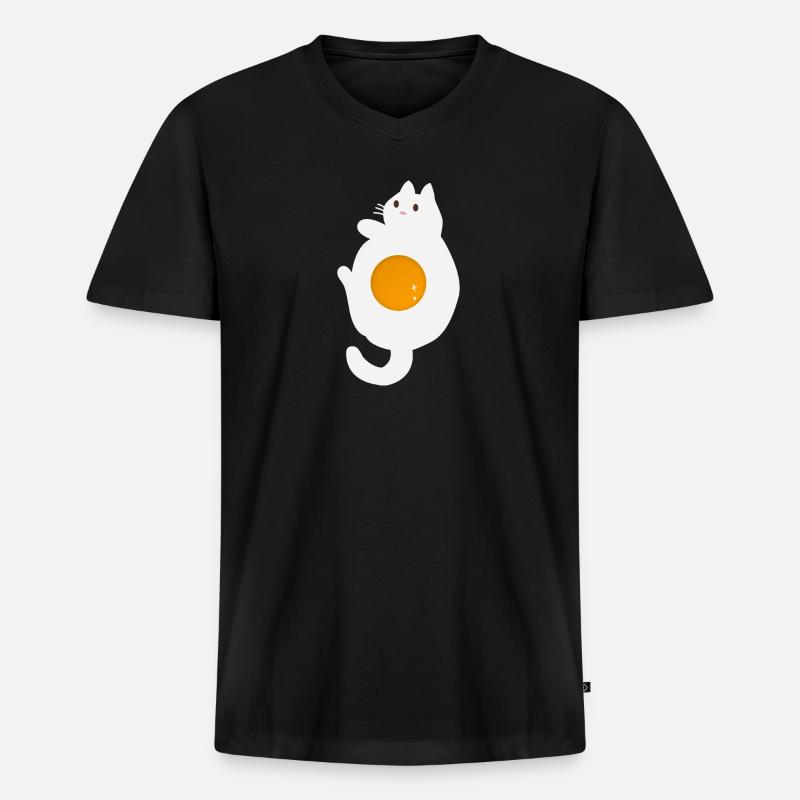 Lustige Ei-Katze - Männer Premium Bio T-Shirt mit V-Ausschnitt - Schwarz