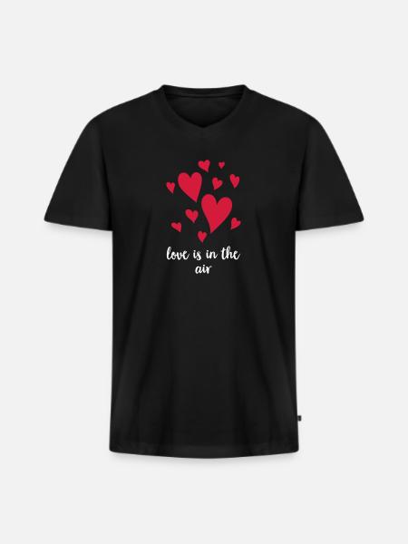L'amour est dans l'air - T-shirt encolure en V Premium bio Homme - noir