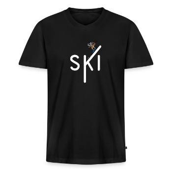 Ski Time - T-shirt encolure en V Premium bio Homme - noir - Devant - Nico (187cm)