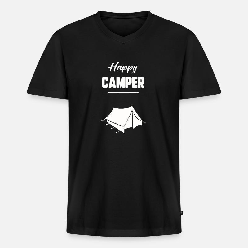 Glücklicher Camper - Männer Premium Bio T-Shirt mit V-Ausschnitt - Schwarz