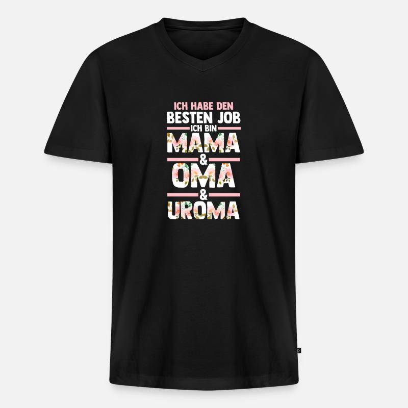Mutter Mama Oma Uroma - Männer Premium Bio T-Shirt mit V-Ausschnitt - Schwarz