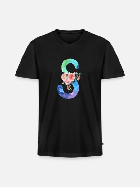 Buchstabe S Aquarell - Männer Premium Bio T-Shirt mit V-Ausschnitt - Schwarz