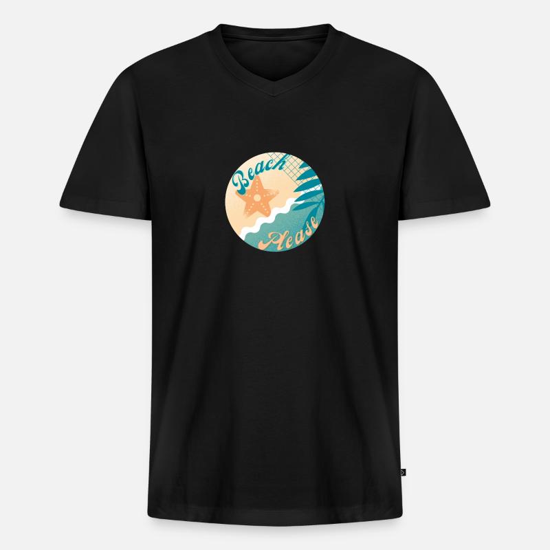 Strand bitte - Männer Premium Bio T-Shirt mit V-Ausschnitt - Schwarz