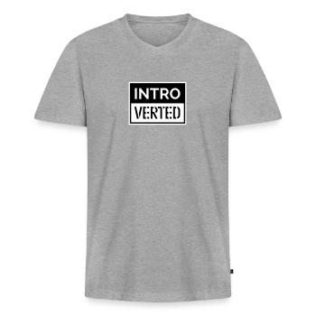 Introverted - Men's Premium Organic T-shirt with V-neck - heather grey - Front