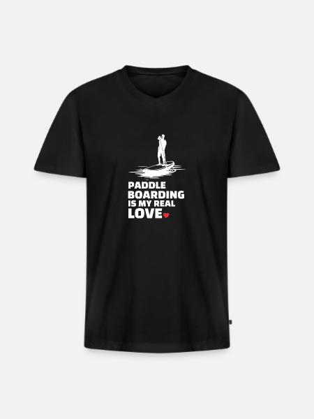 I love paddleboarding - Men's Premium Organic T-shirt with V-neck - black