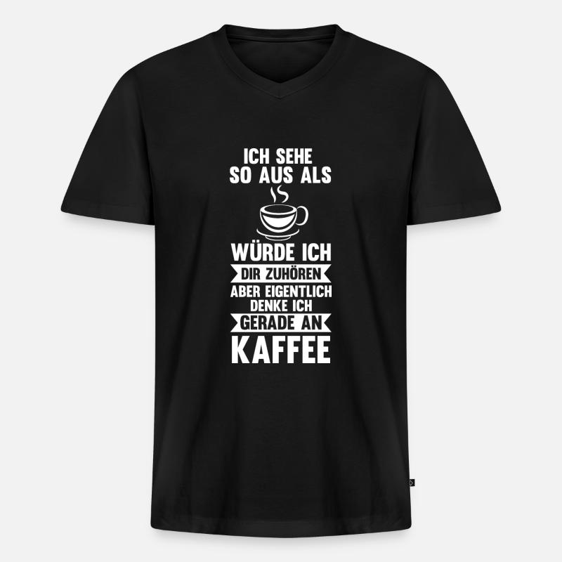 Kaffee Koffein Kaffeetrinker Geschenk - Männer Premium Bio T-Shirt mit V-Ausschnitt - Schwarz