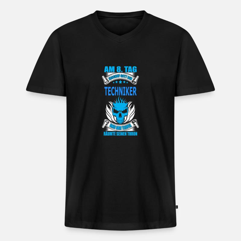 TECHNIKER - Männer Premium Bio T-Shirt mit V-Ausschnitt - Schwarz