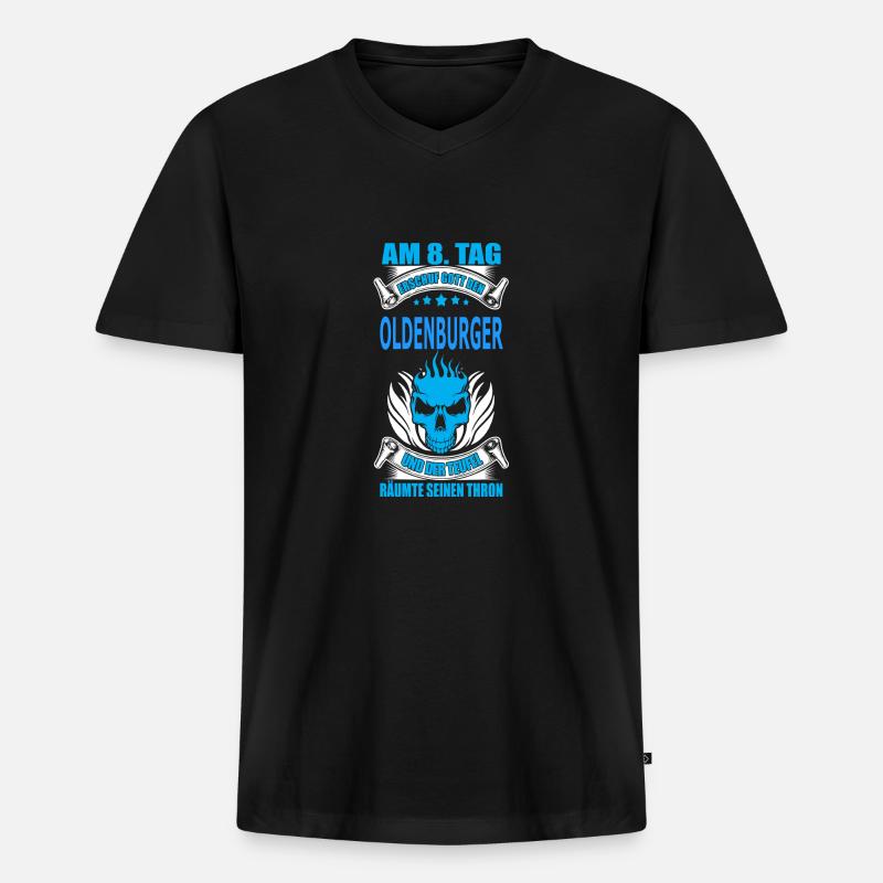 OLDENBURGER - Männer Premium Bio T-Shirt mit V-Ausschnitt - Schwarz