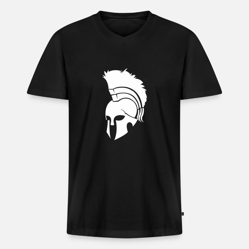 sparta helm - Männer Premium Bio T-Shirt mit V-Ausschnitt - Schwarz