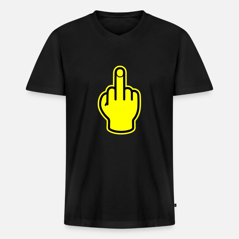 Mittelfinger Hand Provokativ - Männer Premium Bio T-Shirt mit V-Ausschnitt - Schwarz