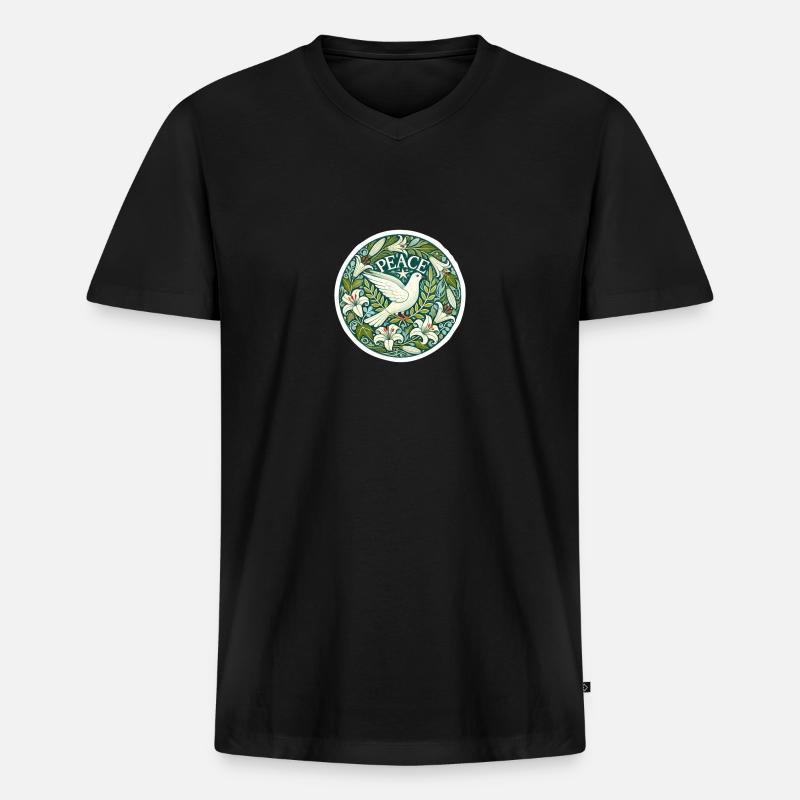 Peace Statement mit Friedenstaube - Männer Premium Bio T-Shirt mit V-Ausschnitt - Schwarz