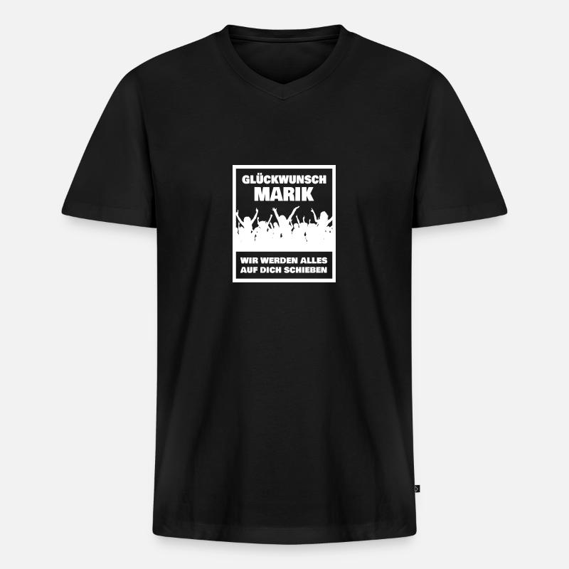 Marik - Männer Premium Bio T-Shirt mit V-Ausschnitt - Schwarz