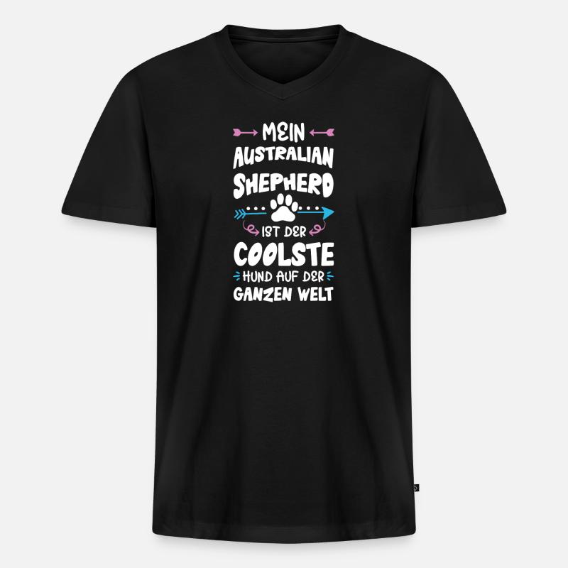 australischer shäferhund hund spruch - Männer Premium Bio T-Shirt mit V-Ausschnitt - Schwarz