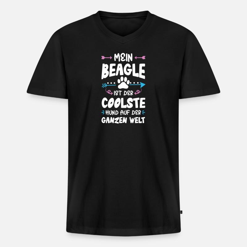 beagle hund spruch - Männer Premium Bio T-Shirt mit V-Ausschnitt - Schwarz