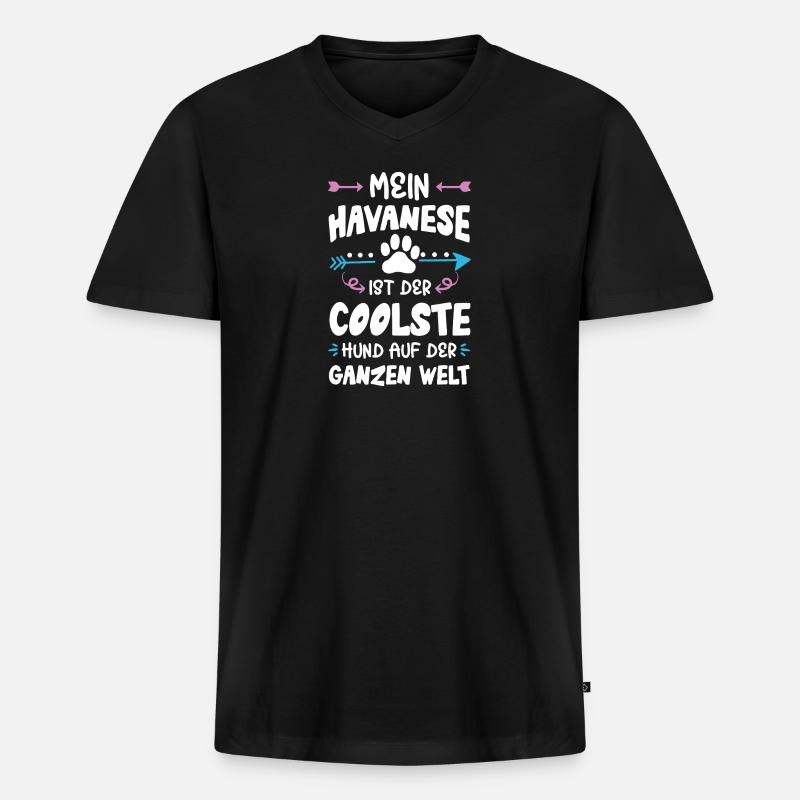 havanese hund spruch - Männer Premium Bio T-Shirt mit V-Ausschnitt - Schwarz