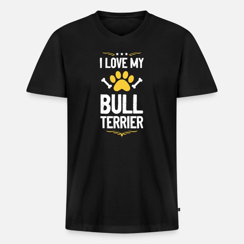 Bull Terrier Pride Paw Print - Männer Premium Bio T-Shirt mit V-Ausschnitt - Schwarz