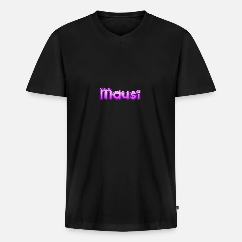 Text Mausi - Männer Premium Bio T-Shirt mit V-Ausschnitt - Schwarz