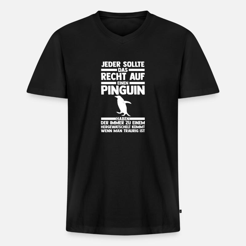 Tiermotiv Pinguin - Männer Premium Bio T-Shirt mit V-Ausschnitt - Schwarz