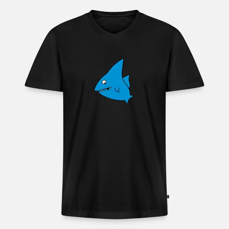 Requin drôle - T-shirt encolure en V Premium bio Homme - noir