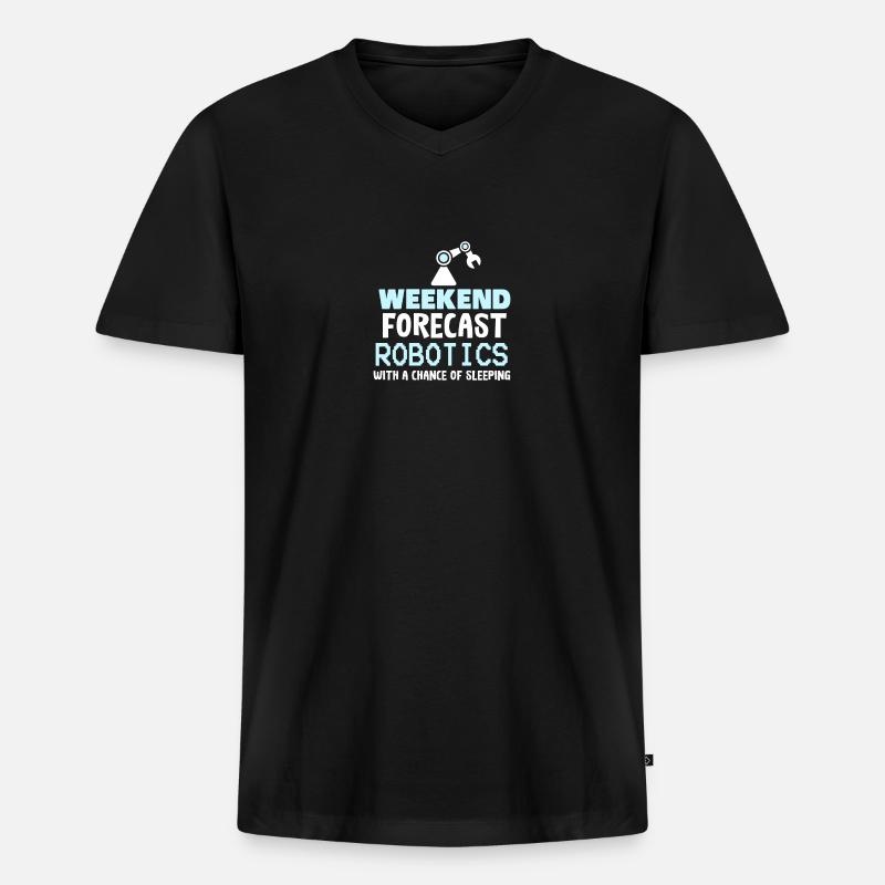 ROBOTICS: Weekend Forecast Robotics - Männer Premium Bio T-Shirt mit V-Ausschnitt - Schwarz