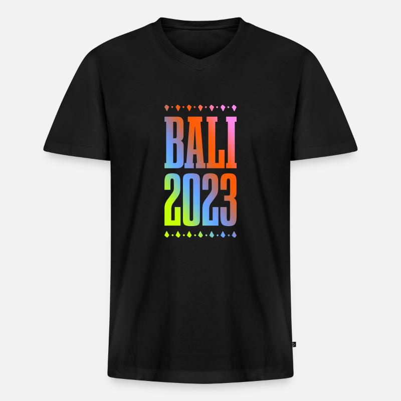 Bali 2023 - Männer Premium Bio T-Shirt mit V-Ausschnitt - Schwarz