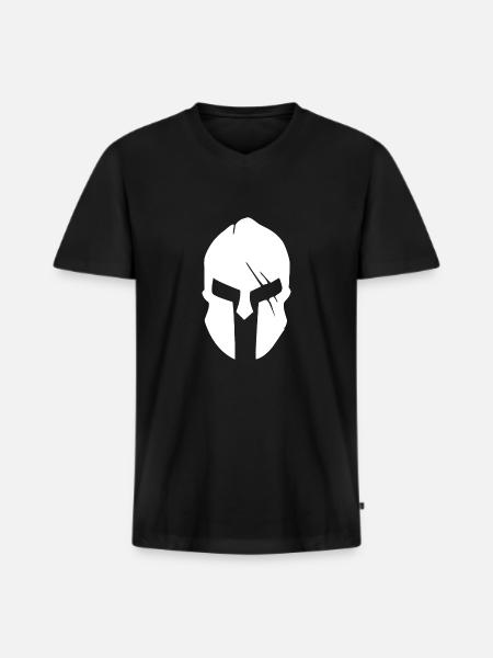 Spartan helmet white / Sparta - Männer Premium Bio T-Shirt mit V-Ausschnitt - Schwarz