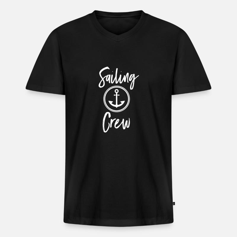 Sailing Crew - Männer Premium Bio T-Shirt mit V-Ausschnitt - Schwarz