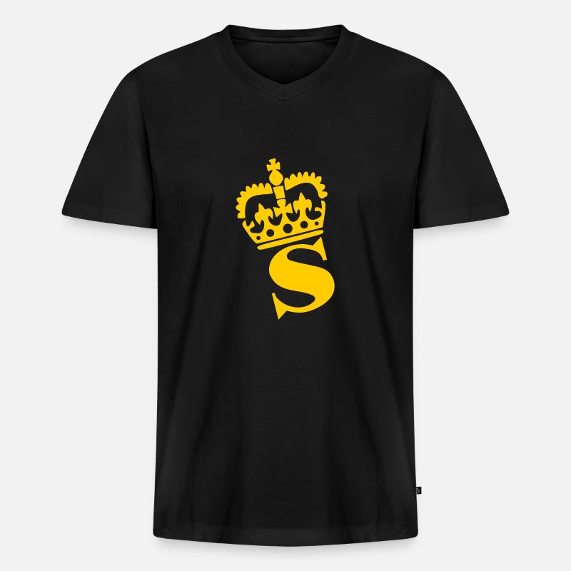 S – Name - Buchstabe - Männer Premium Bio T-Shirt mit V-Ausschnitt - Schwarz